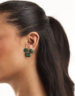 enamel floral stud earrings in green