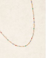 Lost Souls stainless steel 18ct gold plated enamel rainbow beaded choker necklace