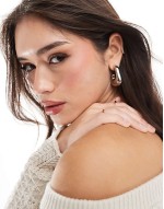 hoop earrings with molten square detail in silver tone