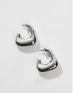 hoop earrings with molten square detail in silver tone