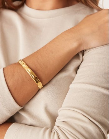Lost Souls stainless steel 18ct gold plated hammered cuff bracelet