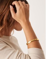 Lost Souls stainless steel 18ct gold plated hammered cuff bracelet