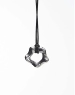 Nadine cord necklace with silver pendant in black