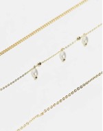 Curve 3 pack tiered necklaces with faux pearl detail in gold