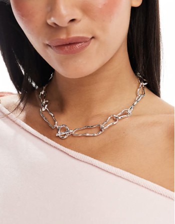 sterling silver chunky chain necklace in silver