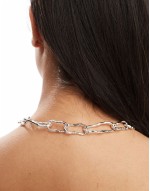 sterling silver chunky chain necklace in silver